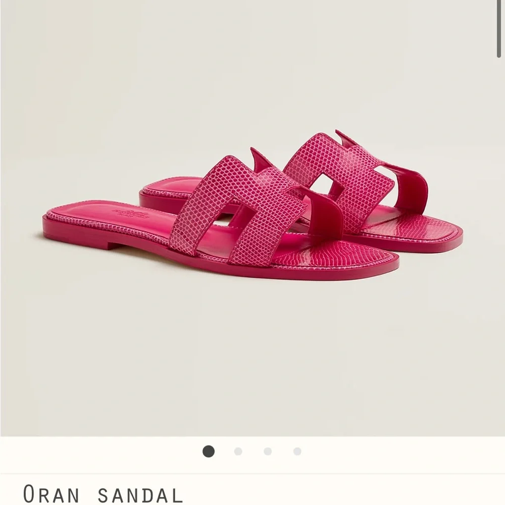 HP🎉RARE PINK LIZARD HERMÈS ORAN SANDALS - Picture 15 of 15